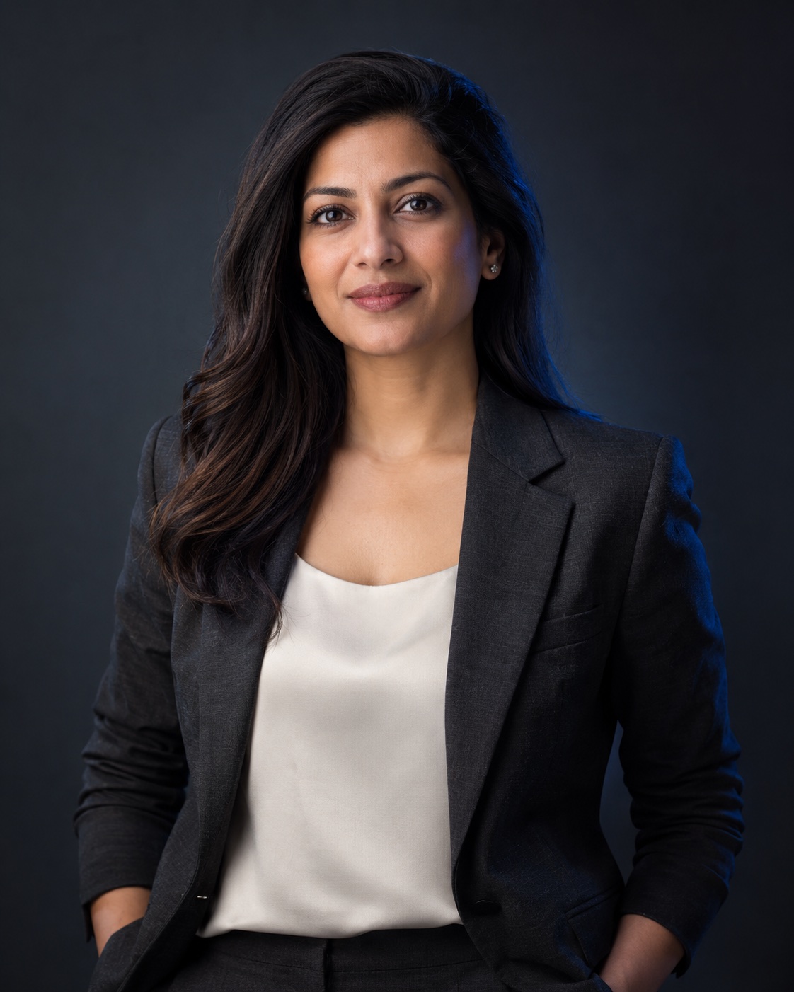 Portrait of Maya Rao, a fictional fractional CMO created for this concept